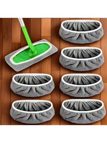4 Reusable Mop Pads with High Water Absorption and Ultra-fine Fiber Cleaning Pads That Can Firmly Adhere To Most Standard Mops