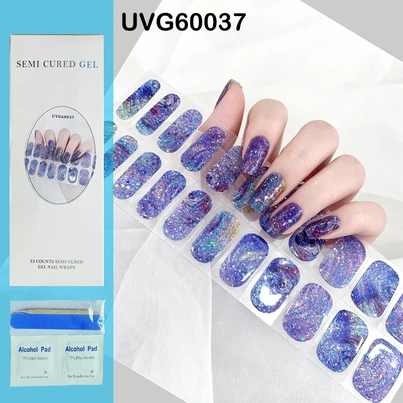 Bandes de Verhéritage à Ongles en Gel Semi-Durci, Adhésif Imperméable, Longue Durée, Lampe UV, Nécessite le Nail Art, 22 Embouts