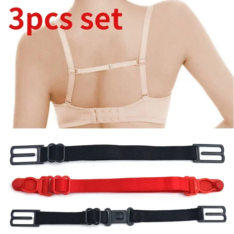 3pcs Women Anti Slip Bra Strap Double-shoulder Back Hasp Holders Buckle Belt All Match Invisible Elastic Straps Bra Extender