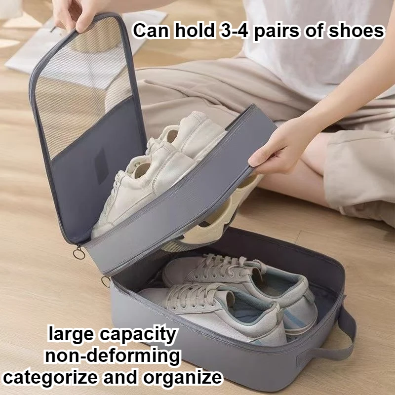 M/L/XL 3-Layer حقيبة تخزين الأحذية القابلة للتعليق مع سحاب مقاوم للماء قابل للطي منظم أحذية السفر للسفر في الهواء الطلق المنزل #4