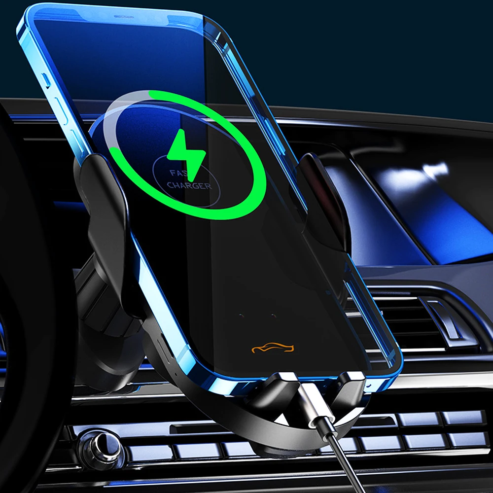 Car Phone holder Wireless Charging Inductive Clamping GPS Mobile Phone Bracket Air Vent Clip Car Accessories for iPhone Samsung