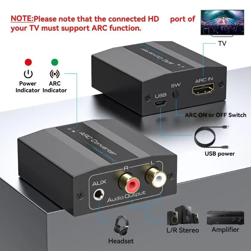 

Аналоговый преобразователь звука HDTV 4K @ 60 Гц Выходная мощность 3,5 мм с отключением питания Конвертер HDTV для звуковой HDTV