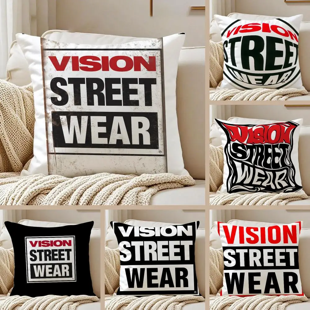 Vintage Streetwear V-Vision Street Wear Cushion Cover Pillowcase Anti-dustmite Invisible Zipper Short Plush Sofa Cushion