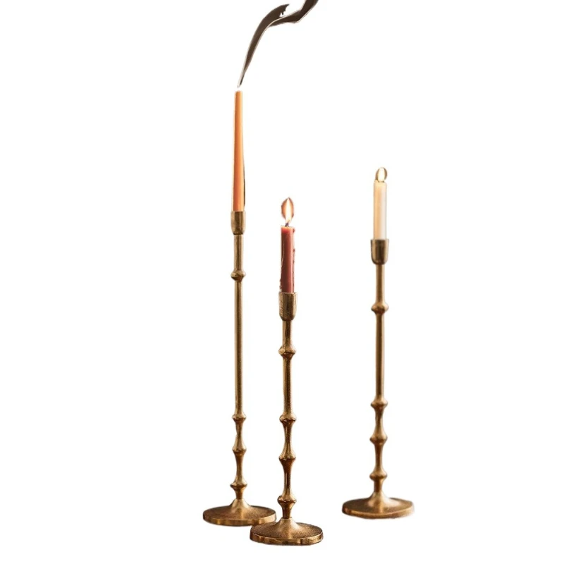 Candlelight romantic light luxury metal dinner European candle holder ornament retro dining table decoration atmosphere candle