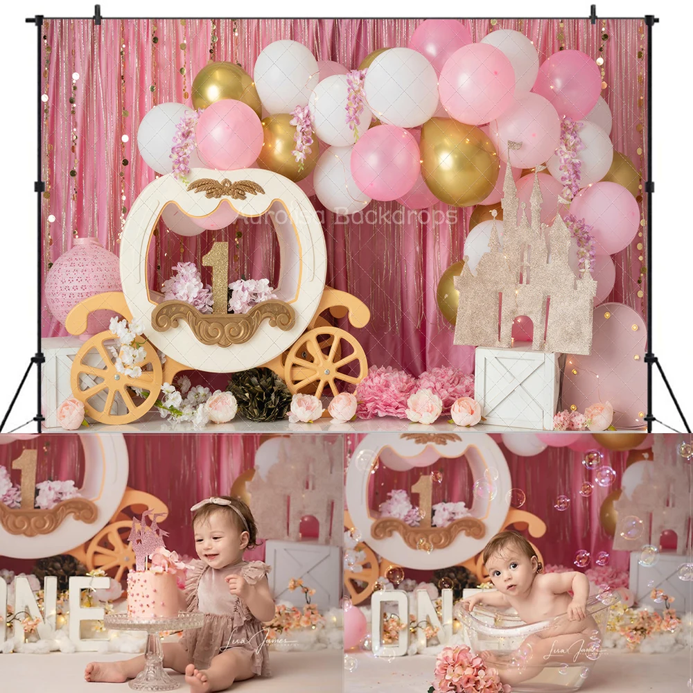 

Princess Carriage Backdrops Kids Baby Photography Decors Child Girl Photocall Cake Smash Birthday Props Background