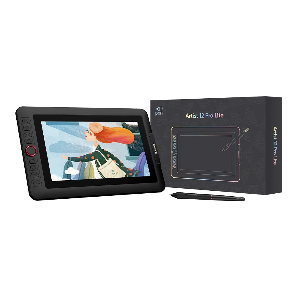 XPPen New Artist 12 Pro Lite Graphic Tablet Monitor with 8 Keys 1 Red Dial 60 Tilt for Windows Mac (No Stand Adapter Pen Holder)