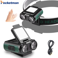 Multifunction LED Induction Headlamp Cap Clip Light Built-in Battery USB Rechargeable Headlight Outdoor Camping Fishing Lantern