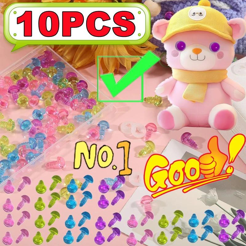 10PCS 10mm Occhi di sicurezza colorati Occhi all'uncinetto con rondella per Amigurumis Crochet Bear Doll Risultati Doll Making Fornitura di accessori