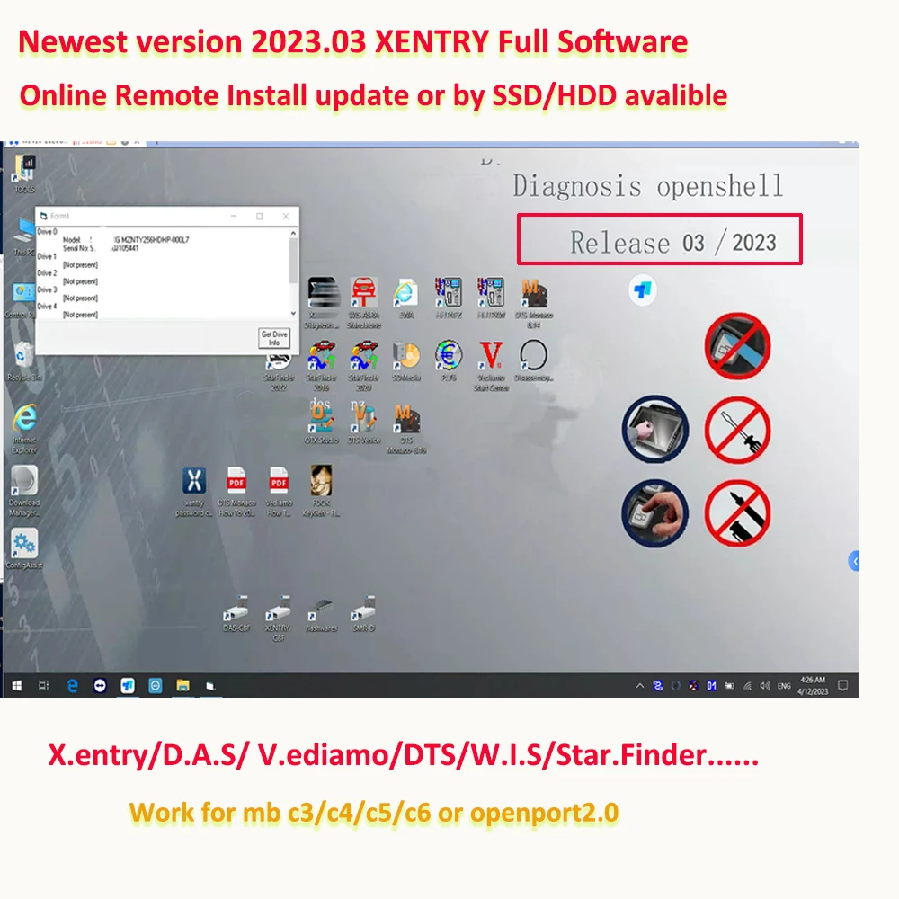 09/2023V Newest MB STAR SD C4 Full Software XENTRY/DAS/dts etc... SSD/HDD Fit for Mostly Laptop Car Diagnostic Software for C6