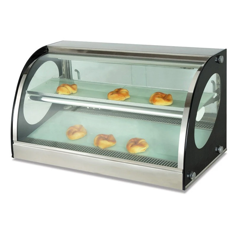 Curved desktop thermal insulation display cabinet, heated constant temperature display cabinet, glass thermal insulation