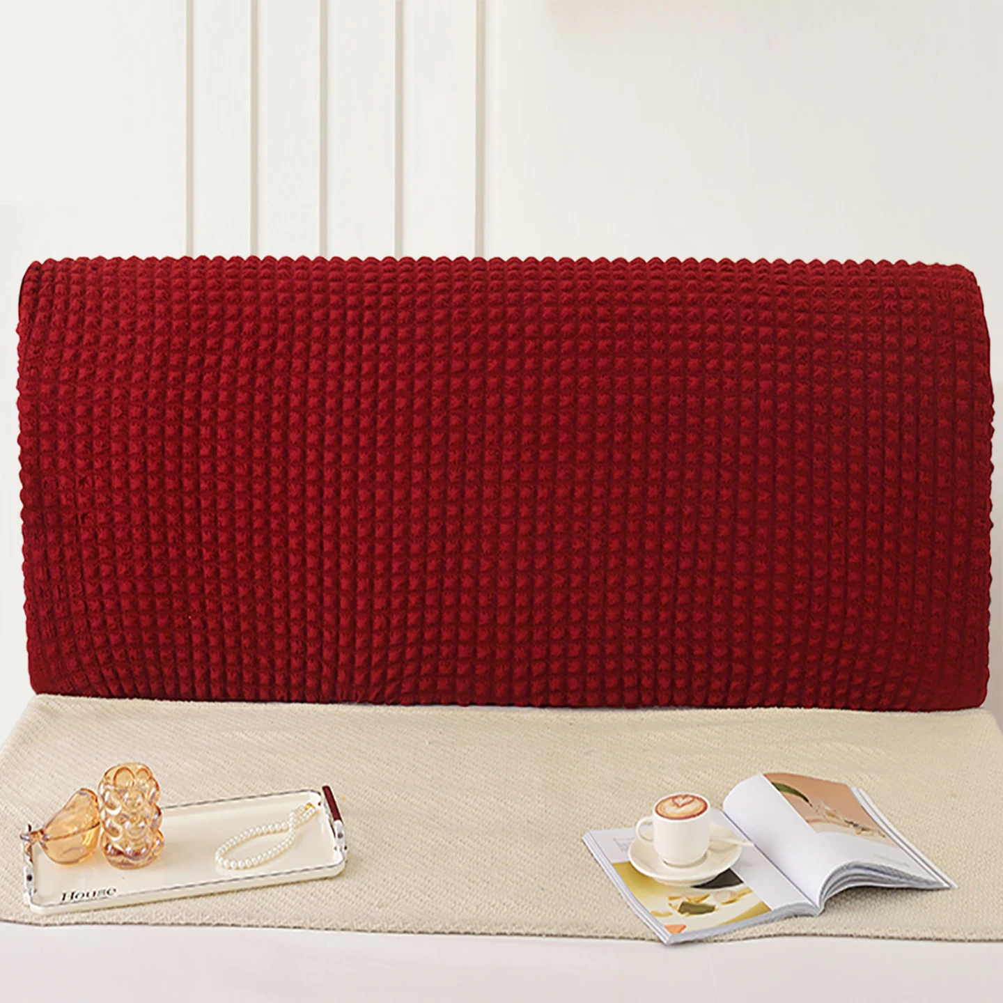 Elastic Bubble Cloth Bedside Protector Cover Full Wrap Bedrest Dustproof New 2026 Design Bedroom Simple Style Fiber Material view 2