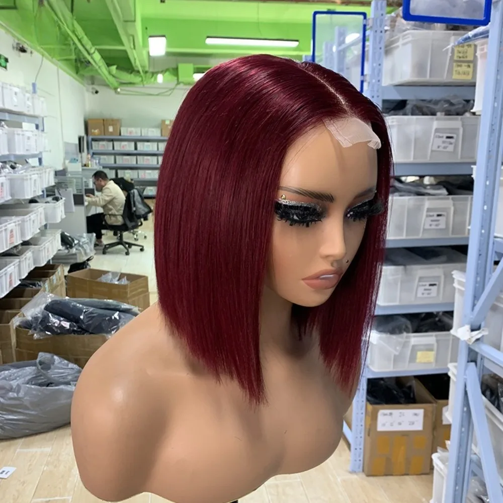 Hochwertige 12A 2*6 Kim Closure Bob Perücken, Schauspielerkopfbedeckung, brasilianisches Echthaar Remy, 8-12 Zoll, 180% Dichte, natürliche Farbe – Detail 4