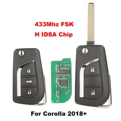 jingyuqin VA2 433mhz FSK Remote Folding 2/3 Buttons Car Key Shell For Toyota COROLLA PRADO RA4 Levin 2018+