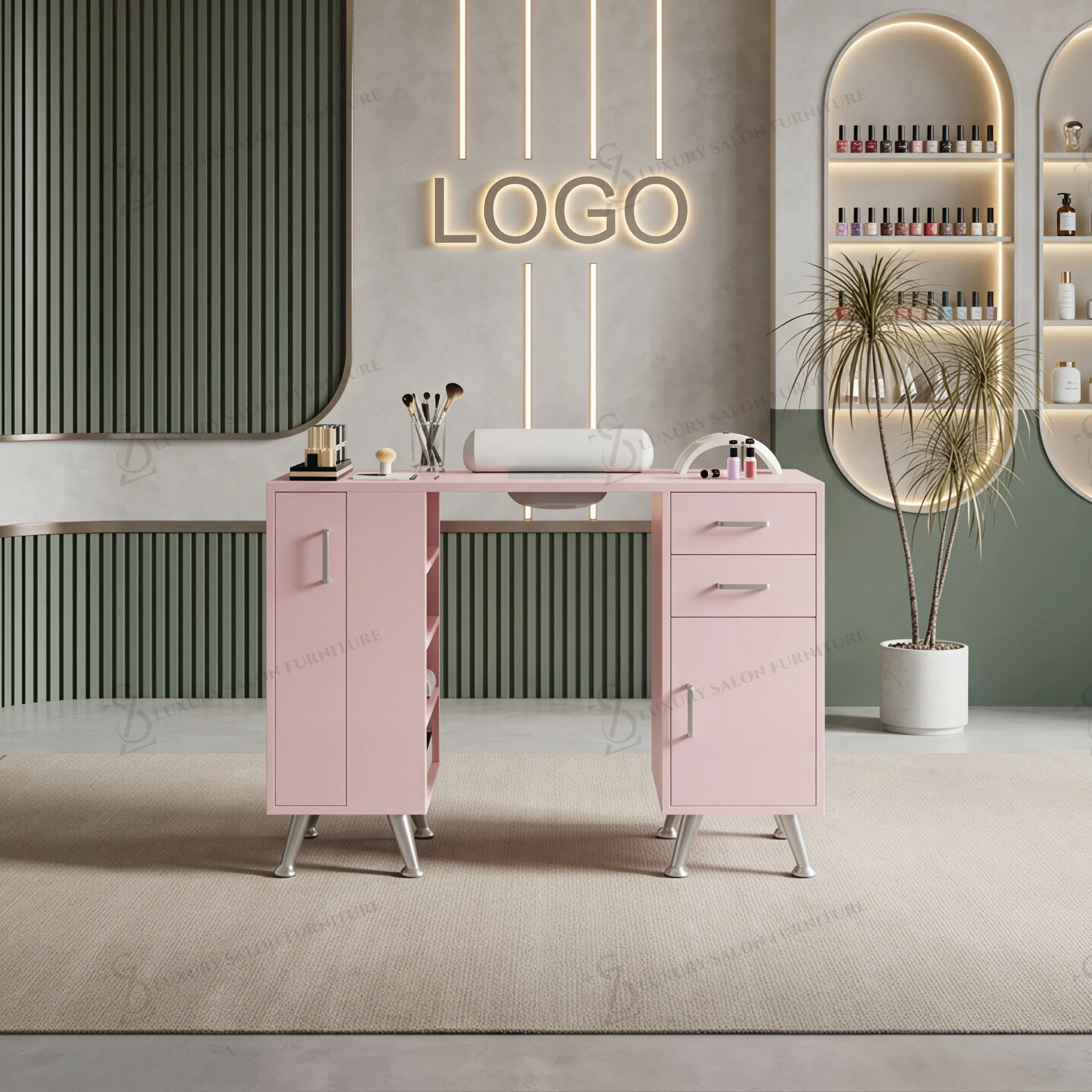 New Pink and White Nail Table Salon Simple Commercial Economy Nail Salon Multiple Drawers Manicure Table Salon Furniture