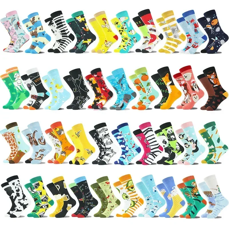 New Fashion Socks Creative AB Asymmetric Cotton Socks Personalized Popular Street Jacquard Couple Socks