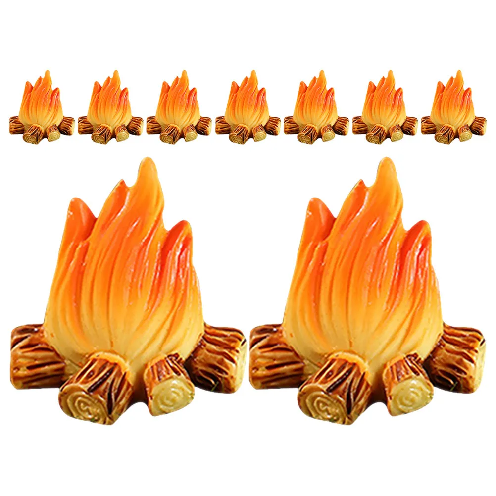 

9Pcs Resin Campfire Decoration Fake Fire Resin Miniature Bonfire for Fairy Garden Micro Landscape Outdoor Indoor Decor DIY