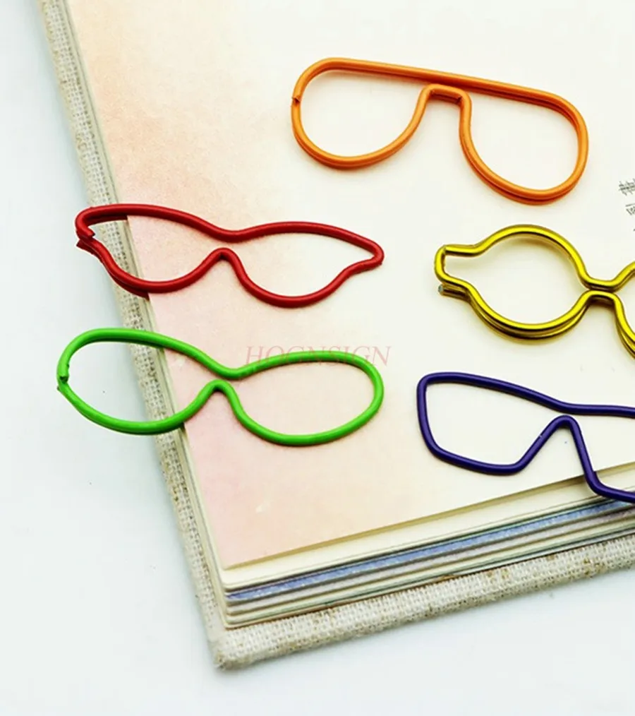 10pcs Colorful glasses, creative paper clips, paper clips, accessories, student office supplies, plastic wire, metal