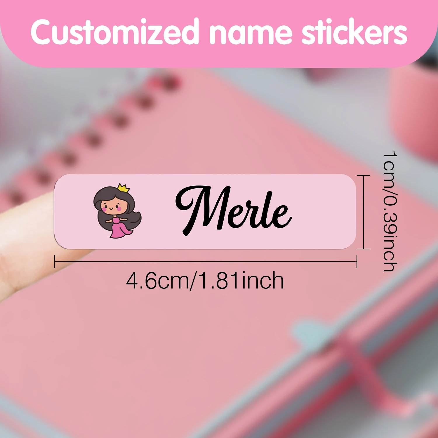 Waterproof Tag Self Adhesive Baby Name Sticker Princes Custom Personalized Kindergarten Label For Children School Stationery
