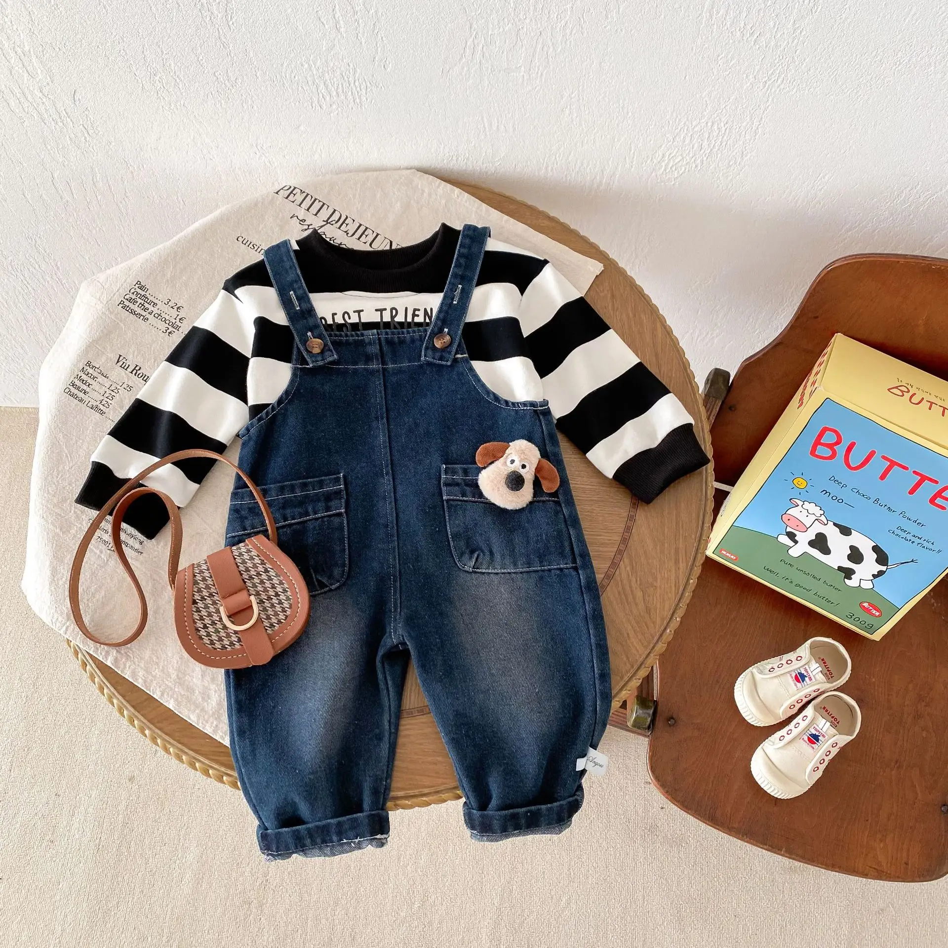 Autumn Baby Denim Overalls Denim Jumpsuits For Boys And Girls Sleeveless Rompers Kids Onepiece Fashion Baby Clothing