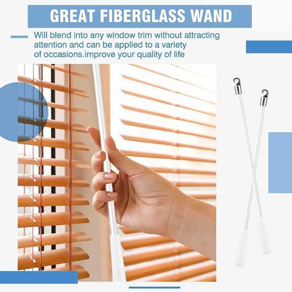 2 Pcs White Vertical Blinds Blind Wand Alloy 12 Inches Curtain Stick Fiberglass Window Blind Alloy Hook Window-shades