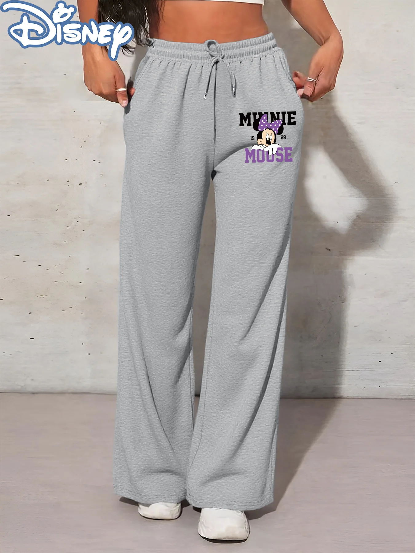 

Disney Minnie Mouse Women's Straight Sweatpants Casual Fashion Autumn and Winter Fleece Sports Pants Streetwear Oversized
