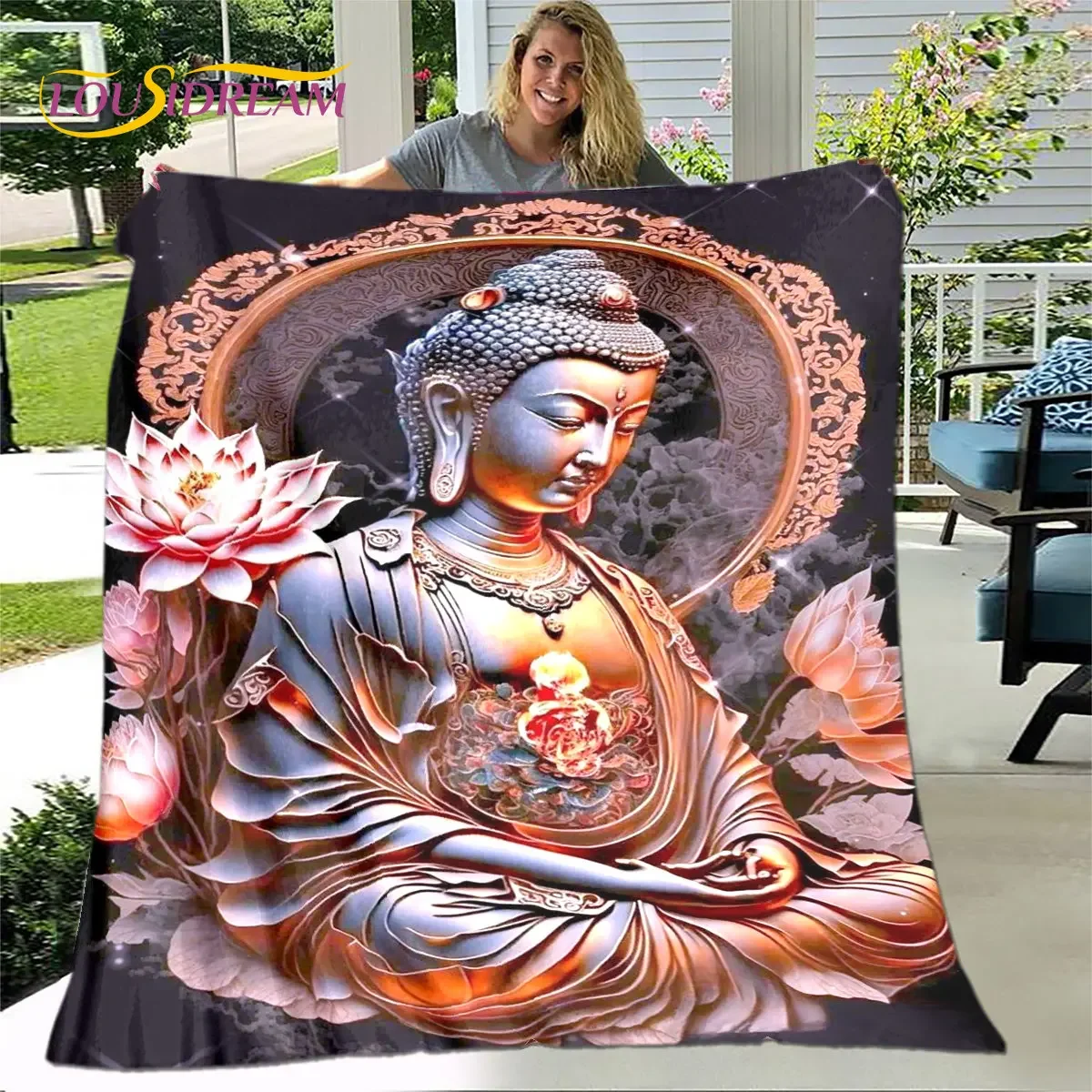 Buddha Shakyamuni Buddhismus Glaube Religion Weiche Plüschdecke, Flanelldecke Überwurfdecke für Wohnzimmer Schlafzimmer Bett Sofa Beten