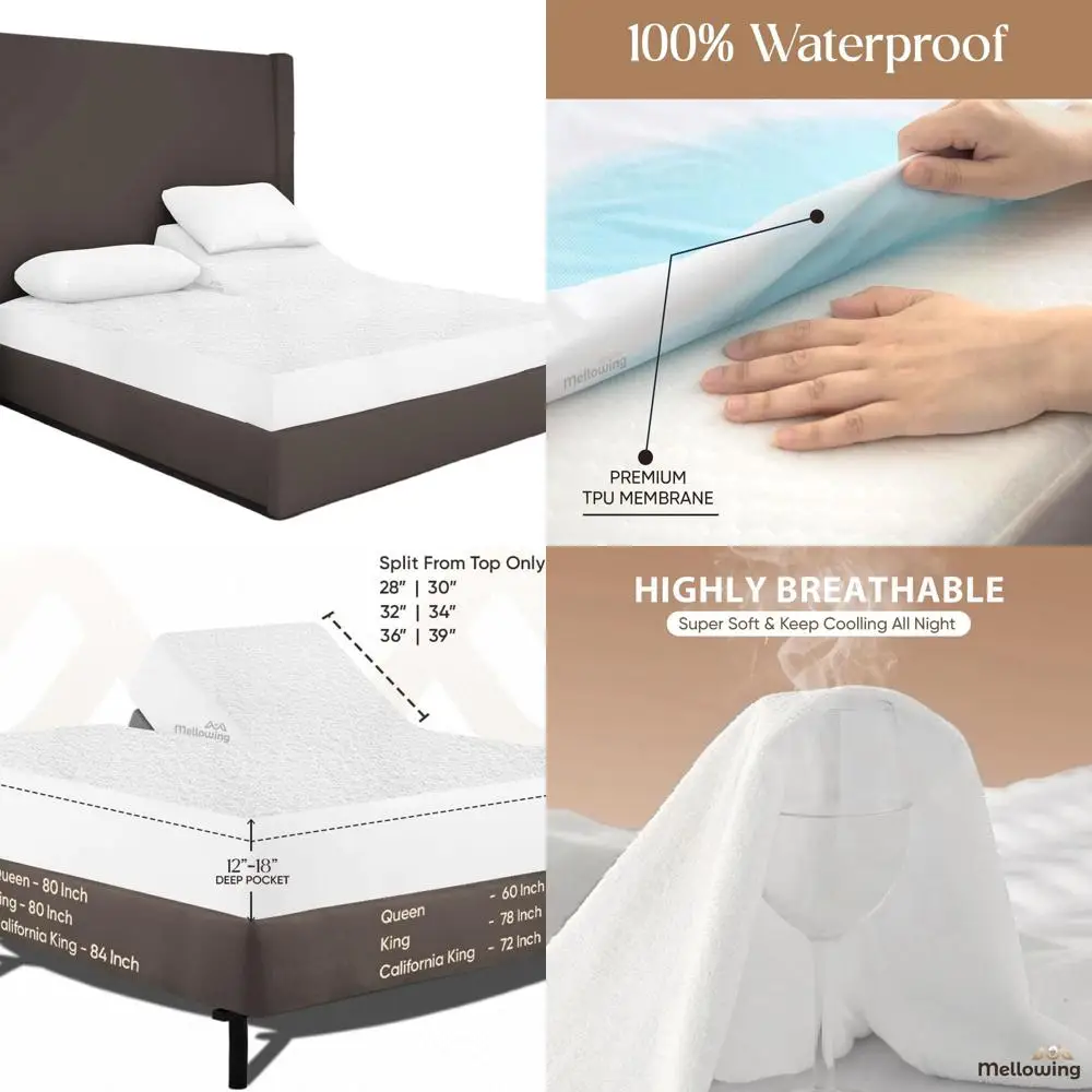 

Защитный наматрасник с глубоким карманом размера Queen 28, регулируемые кровати — водонепроницаемый, дышащий, машинный чехол