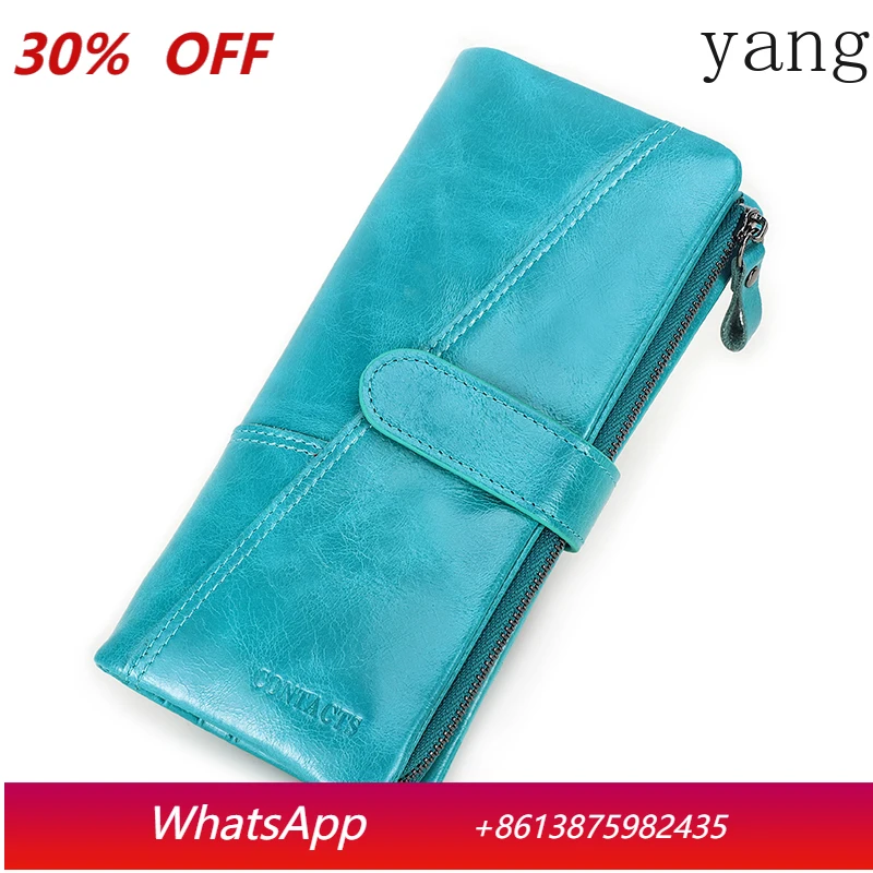 Fashion Long Wallet Women Genuine Leather Female Clutch Wallets Zipper Coin Purse Portomonee Money Bag Card Holder Bag
