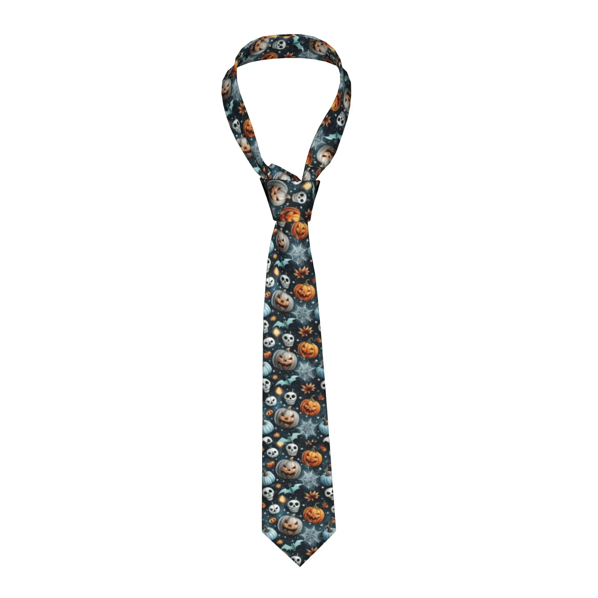 Halloween - Spooky and Fun Designs  Unisex Neckties 8 cm Narrow Ghosts And Pumpkins Neck Ties for Men Accessories Gravatas