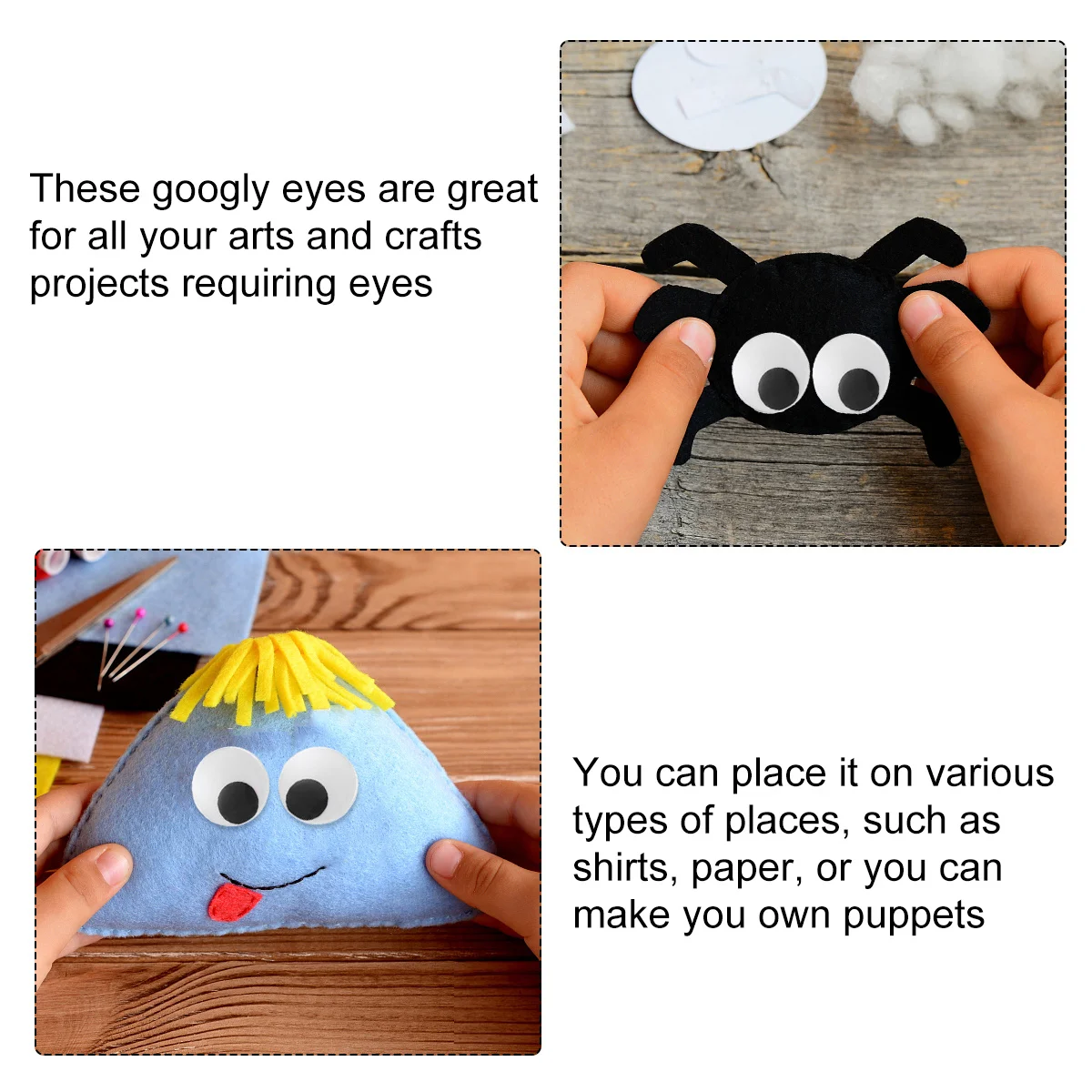 

6Pcs Black White Wiggle Googly Eyes Self Adhesive DIY Craft Stickers Christmas Decorations Kids Art Supplies Wobbly Eyes