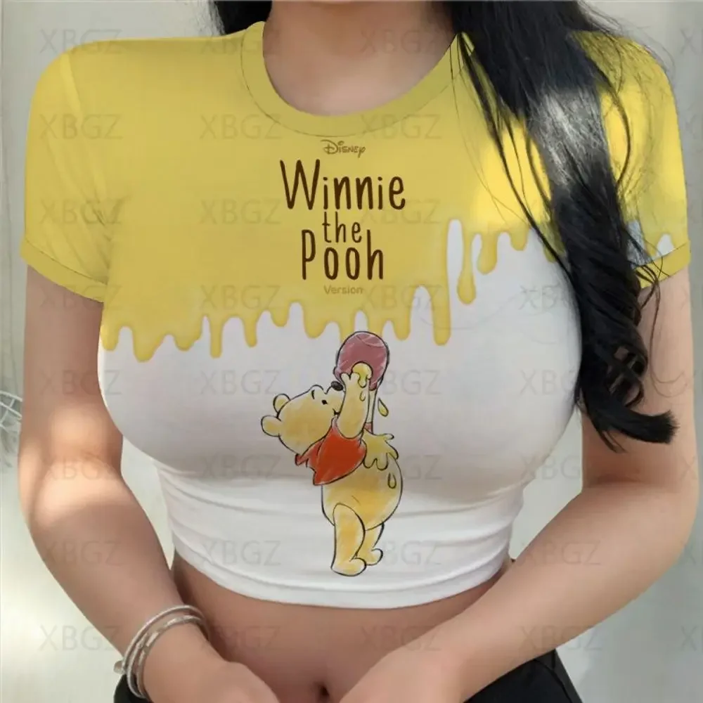 Winnie Pooh Crop Top Sexy Y2k vestiti stampa Vintage moda donna camicette 2022 Cool T Shirt donna Disney Kawaii Fashion Top 3XL