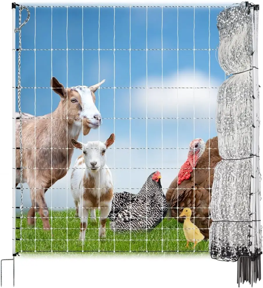 Premier 1 Poultrynet® | Electric Fence For Backyard Chickens, Ducks, Turkeys With Step-In Posts – 48