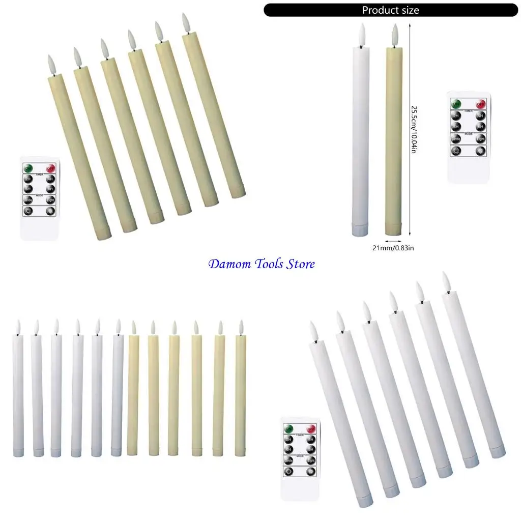 

57BE Набор из 6 беспламенных электрических свечей со светодиодными свечами на батарейках и дистанционным управлением