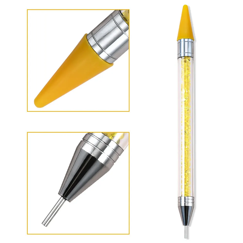 1Pc Dual-ended Strass Edelsteine Picker Punktierung Stift Wachs Bleistift Acryl Griff Kristall Studs Picker Maniküre Nail art DIY Werkzeuge