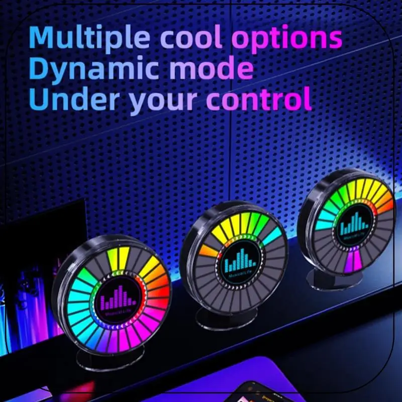 

ABNF!Sound Pick Up Lights Round RGB Atmosphere Lights Night Lights For Car, Gaming, Movie Room 2Pcs
