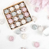 16pcs DIY Supplies Plastic Christmas Ball Set Creative 6cm Christmas Tree Pendant Colorful Delicate Hanging Ornament Party