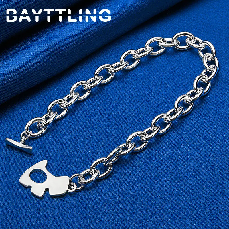 New 925 Sterling Silver Elegant Dog Tag Bracelet For Women Fashion Engagement Wedding Jewelry Girlfriend Accessories Gifts