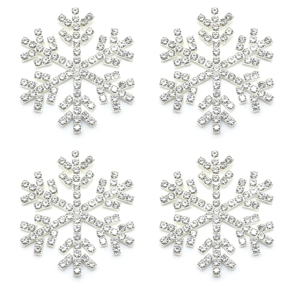 5 Pieces/26/35MM Fashionable Alloy Rhinestone DIY Jewelry Snowflake Clothes Button Self-Adhesive Semi-Finished Product