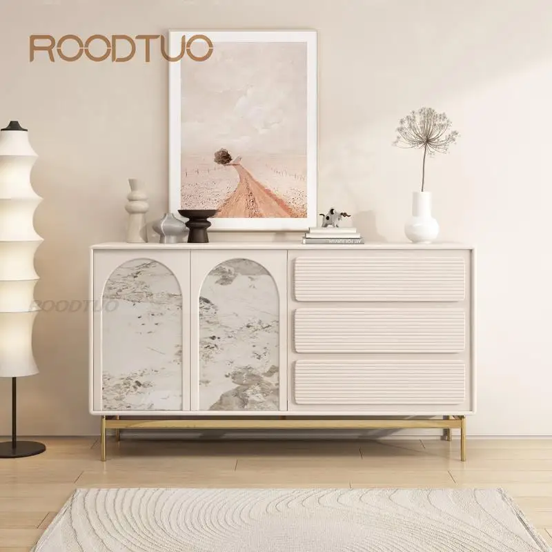 

White Sideboard For Living Room Modern Design Household Cupboards Solid Wood Furniture Simplicity Cream Style Kitchen Cabinet