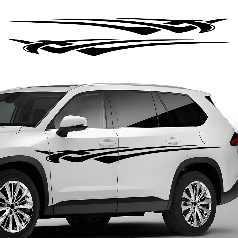 2Pcs Side Door Flame Vinyl Stickers For Toyota Highlander XU50 XU70 2013‑2026, 310cm Sport Racing SUV Graphic Auto Exterior