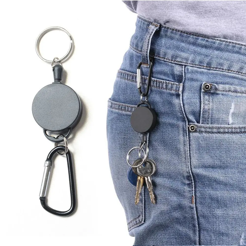 Safety Retractable High Elasticity Keychain Easy Buckle Nylon Wire Rope Key Ring Outdoor Sports Badge Reel ID Card Holder