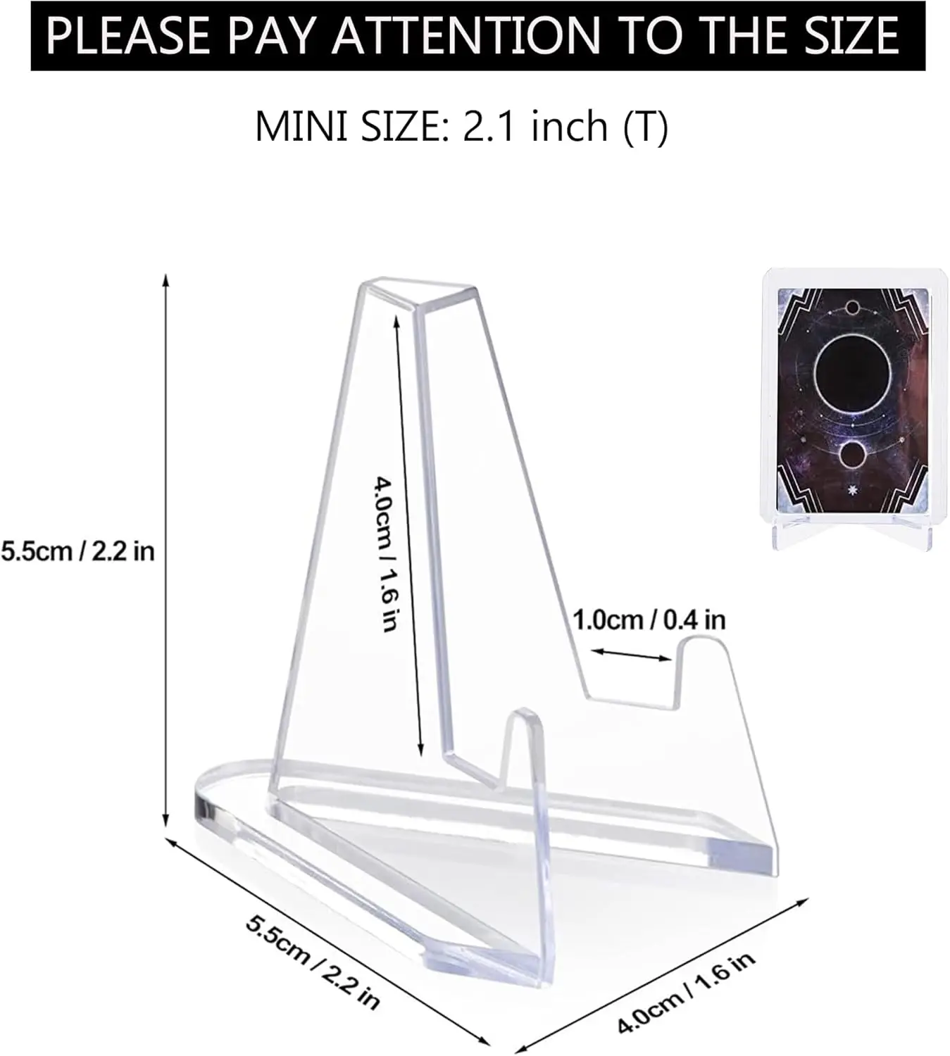 70 Packs Card Stands, Acrylic Clear Mini Easel Small Picture Holder Stands for Challenge Coin Graded Football Sports Cards