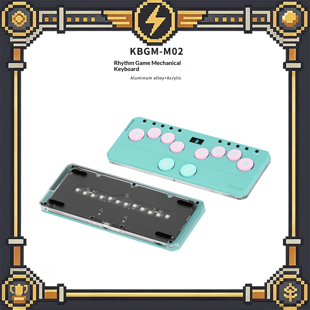 DOIO KBGM-M02 Game Keyboard PBT Theme Keycap Full Key Customize Music Keyboard Aluminum Alloy CNC Shell OLED Screen For Gifts