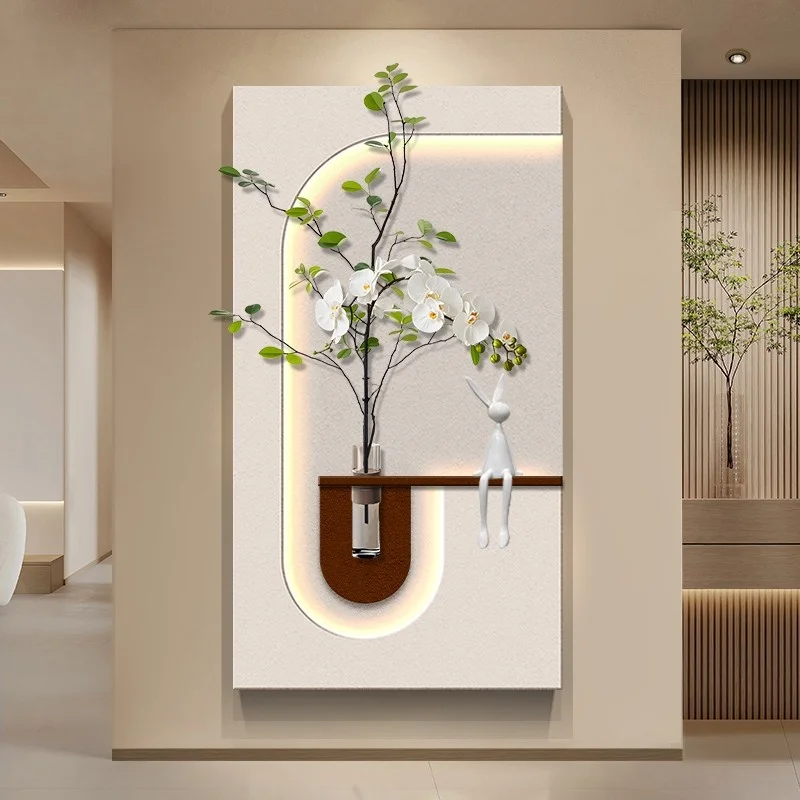 xx-Modern Entrance Door Foyer LED Decorative Painting Living Room Bedroom Corridor Hydroponic Plants Sandstone Mural Lights