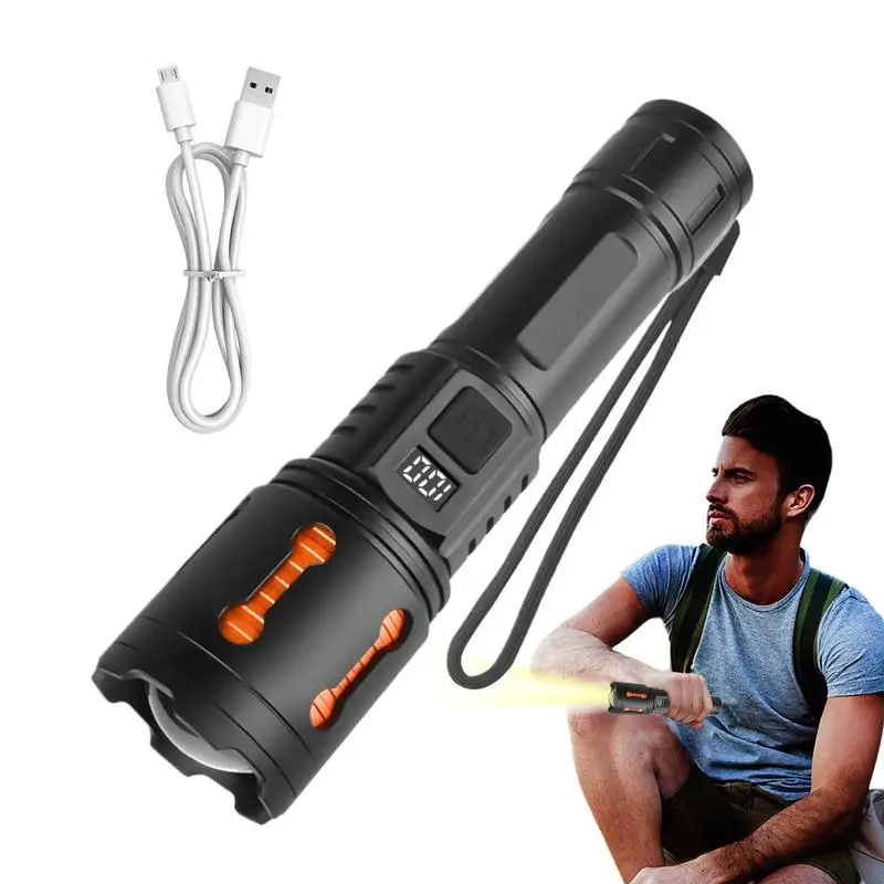 

Led Flashlight Portable Torch With Digital Display 3 Brightness Portable Digital Display Flashlights For Hunting Hiking Survival