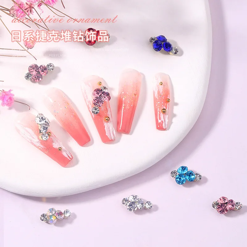 10Pcs เงาติดพลอยเพชรหลากสีแก้วอัญมณี Luxury Nail Charms สำหรับเล็บตกแต่งศิลปะการออกแบบอุปกรณ์เสริมเล็บอะไหล่