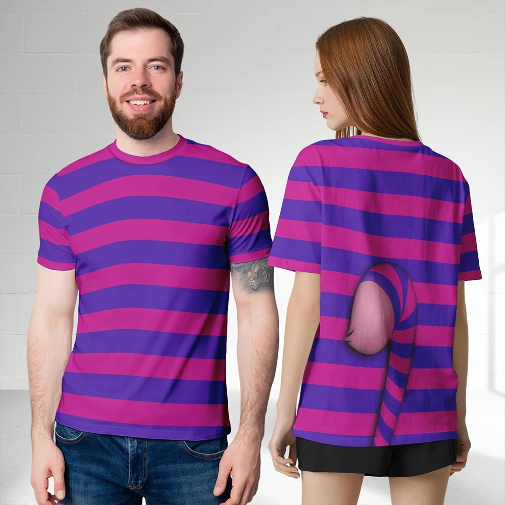 

Alice In Wonderland Costume T-shirt Hearts White Rabbit Cheshire Cat Cosplay Shirt for Men Women 3D Printed Disney Halloween Tee