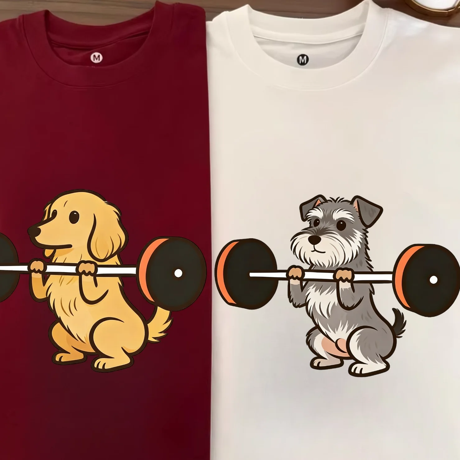 Pure Cotton Long Sleeve T-Shirt Weight Lifting Dalmatian Sausage Dog Shiba Inu Schnauzer Meme Print Unisex Sportswear