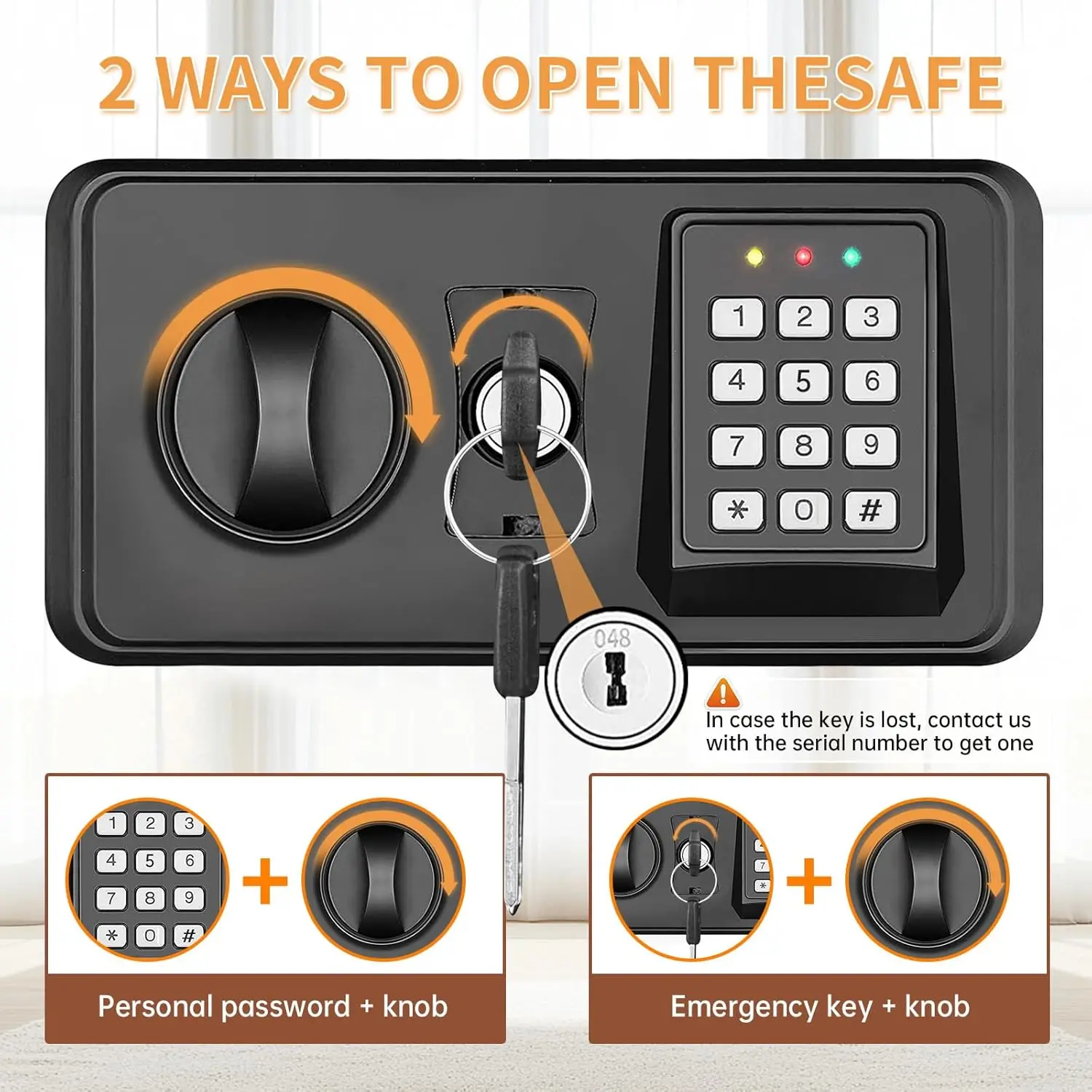 5.0 Cub Large Home Safes Fireproof Wterproof, Anti-theft Fireproof Safe with Programmable Keypad, Spare Keys and Alarm Systerm,