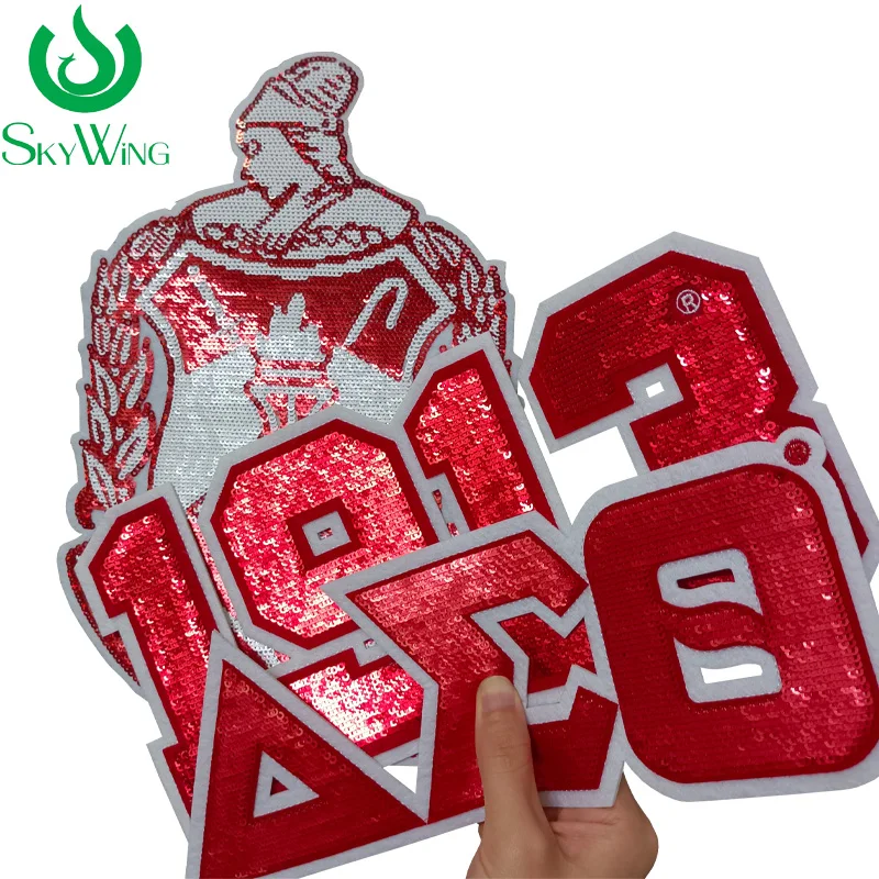 Iron on Sequined Delta Shield Patch for Pearl Jean Jacket, Sorority Shirt, DELTA SIGMA THETA Symbols, Red and White Patches